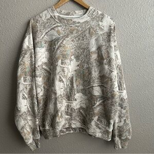 Abercrombie White Camo Crew Neck Soft Essential Pullover Sweatshirt